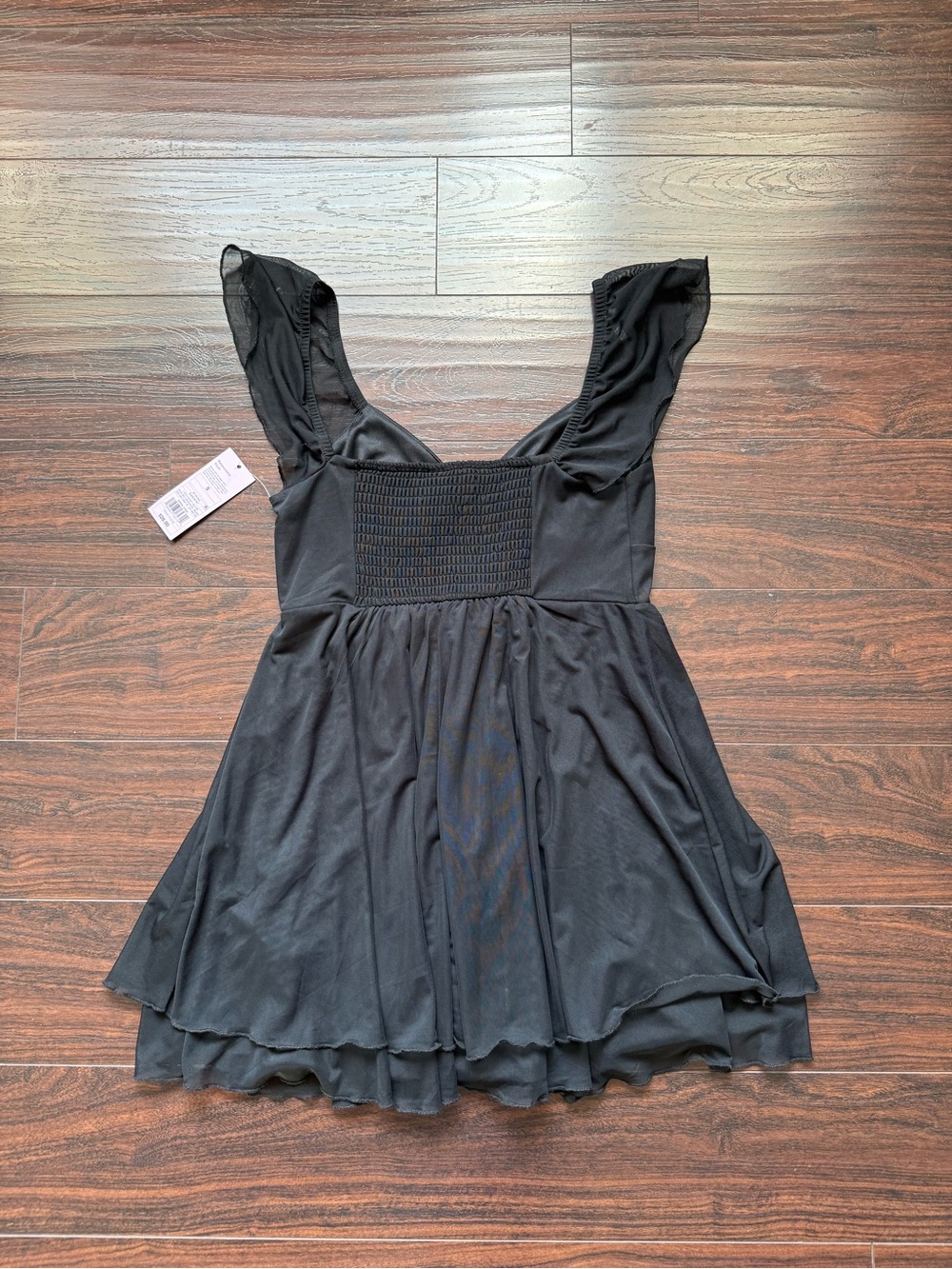 Black Flutter Sleeve Babydoll Dress - Picture 2 of 4